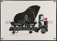 6g059 HAP GRIESHABER 24x34 German art print 1977 man playing piano on back of truck!
