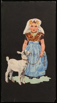 6g060 JAN WIJGA 8x15 Dutch art print 1930s-1940s cool full-length art of girl with goat!
