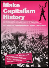 6g445 MAKE CAPITALISM HISTORY 17x24 German special poster 2007 Antifa, large group of protesters!