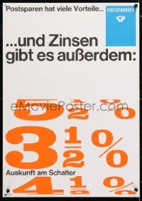 6g478 POSTSPARBUCH 17x23 German special poster 1969 art of percentages!