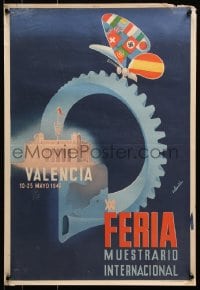 6g541 XXI FERIA MUESTRARIO INTERNACIONAL 17x25 Spanish special poster 1943 Calandin art!