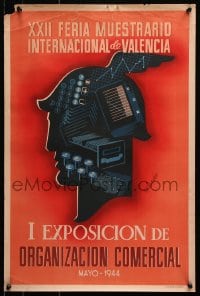 6g542 XXII FERIA MUESTRARIO INTERNACIONAL 17x25 Spanish poster 1944 Calandin, Hermes helmet!