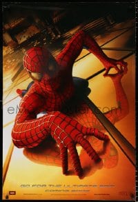 6g912 SPIDER-MAN int'l teaser DS 1sh 2002 Tobey Maguire climbing building, Sam Raimi, Marvel Comics!