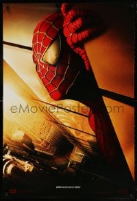 6g911 SPIDER-MAN int'l Spanish language teaser DS 1sh 2002 Maguire w/WTC towers in eyes, Marvel!