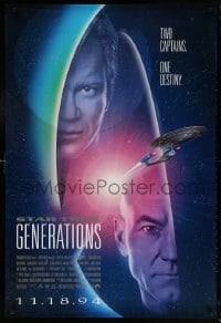 6g925 STAR TREK: GENERATIONS int'l advance DS 1sh 1994 Stewart and Shatner - two captains!