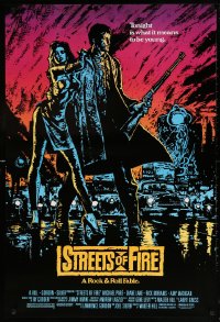 6g930 STREETS OF FIRE 1sh 1984 Walter Hill, Michael Pare, Diane Lane, artwork by Riehm, no borders!