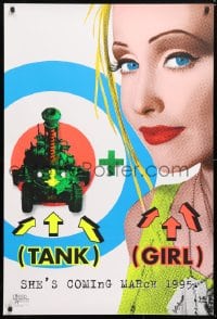 6g938 TANK GIRL teaser 1sh 1995 Lori Petty, based on the comic strip, cool blacklight design!