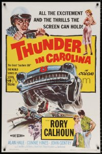 6g950 THUNDER IN CAROLINA 1sh 1960 Rory Calhoun, artwork of the World Series of stock car racing!