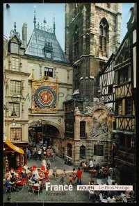 6g128 FRANCE 16x24 French travel poster 1960s Nromandie, great image of Le Gros Horloge!