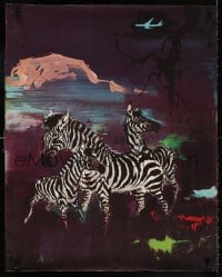 6g144 SAS AFRICA 24x30 Danish travel poster 1960s Scandinavian Airlines, zebras by Otto Nielsen!