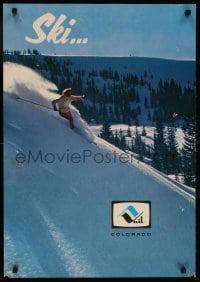 6g151 SKI VAIL COLORADO 21x30 travel poster 1970s woman skiing down a mountain!
