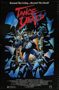 6g968 TWICE DEAD 25x39 1sh 1988 cool horror artwork of undead killer by Craig!