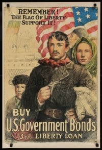 6g003 BUY U.S. GOVERNMENT BONDS 3RD LIBERTY LOAN 20x30 WWI war poster 1917 cool patriotic artwork!