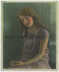 6h045 ALICE CALHOUN color deluxe 8x10 still 1920s portrait in pearl necklace by C. Heighton Monroe!