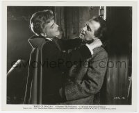 6h181 BRIDES OF DRACULA 8.25x10 still 1960 David Peel as the vampire baron choking Peter Cushing!