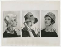 6h185 BRIGITTE BARDOT 7x9 news photo 1959 wearing three hats designed by French Jean Barthet!