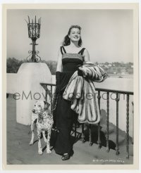 6h312 ELLEN DREW 8.25x10 still 1930s full-length standing with her Dalmatian dog & fur coat!