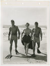 6h346 FRANCIS IN THE NAVY candid 8x11 key book still 1955 Navy frogmen with Martha Hyer on beach!