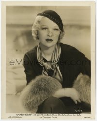 6h360 GAMBLING SHIP 8x10.25 still 1933 great portrait of Glenda Farrell wearing veil & fur!