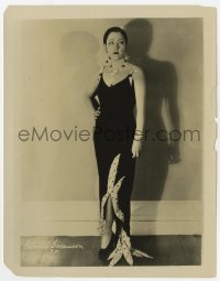 6h381 GLORIA SWANSON 8x10 still 1920s full-length portrait wearing great dress & slicked back hair!