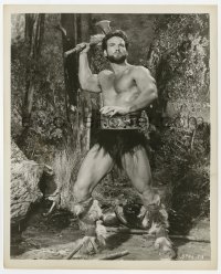 6h390 GOLIATH & THE BARBARIANS 8x10 still 1959 best portrait of Steve Reeves wielding axe!