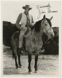 6h403 GUNSMOKE TV 8x10 still 1960s great portrait of James Arness as Marshal Matt Dillon on horse!