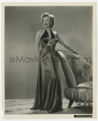 6h432 HOW TO MARRY A MILLIONAIRE 8.25x10 still 1953 full-length Marilyn Monroe in halter top gown!