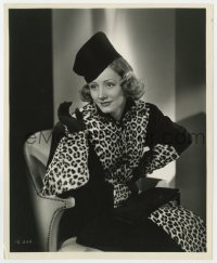 6h461 IRENE DUNNE 8.25x10 still 1938 seated portrait in wild leopard fur outfit & hat by Bachrach!