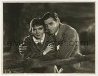 6h466 IT HAPPENED ONE NIGHT 7.75x10 still 1934 Clark Gable & Claudette Colbert leaning on fence!