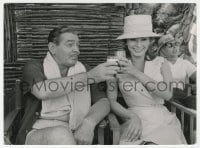 6h468 IT STARTED IN NAPLES candid 7x9.5 still 1960 Clark Gable & sexy Sophia Loren drinking on set!
