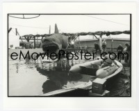 6h006 JAWS deluxe candid 8x10 file photo 1975 welder repairing mechanical shark Bruce in pool!