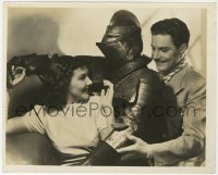 6h371 GHOST GOES WEST 8.25x10 still 1935 Robert Donat & Jean Parker fooling around w/suit of armor!