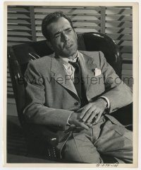 6h529 KNOCK ON ANY DOOR 8.25x10 still 1949 seated c/u of unshaven Humphrey Bogart by Joe Walters!