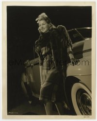 6h537 LANA TURNER 8x10 still 1940s in sports dress in gay plaid sheer wool by Buick convertible!