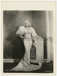 6h584 MAE WEST 8x11 key book still 1930s wonderful full-length portrait in wild gown by radio!