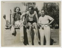 6h616 MARLENE DIETRICH 7x9 news photo 1934 w/husband & Fred Perry, world's greatest tennis player!