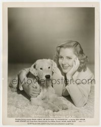 6h645 MR. SMITH GOES TO WASHINGTON candid 8x10.25 still 1939 beautiful Jean Arthur on floor w/ dog!