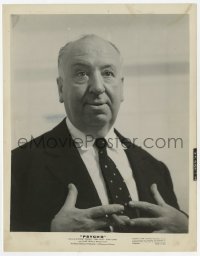 6h749 PSYCHO candid 8x10.25 still 1960 head & shoulders portrait of director Alfred Hitchcock!