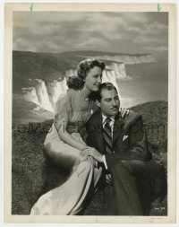 6h975 WHITE CLIFFS OF DOVER 8x10.25 still 1944 Irene Dunne & Alan Marshal over beautiful landscape!