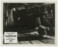 6h036 FRANKENSTEIN English FOH LC R1957 great image of Boris Karloff as the monster w/ Colin Clive!