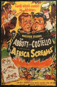 6j018 AFRICA SCREAMS 1sh 1949 art of natives cooking Bud Abbott & Lou Costello in cauldron!