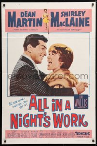 6j029 ALL IN A NIGHT'S WORK 1sh 1961 Dean Martin, sexy Shirley MacLaine wearing only a towel!