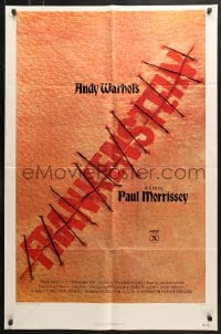 6j043 ANDY WARHOL'S FRANKENSTEIN 2D 1sh 1974 Paul Morrissey, great image of title in stitches!