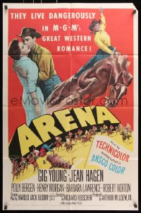 6j058 ARENA 2D 1sh 1953 Gig Young, Jean Hagen, Polly Bergen, cool art from first 3-D western!