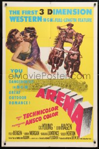 6j059 ARENA 3D 1sh 1953 Gig Young, Jean Hagen, Polly Bergen, cool art from first 3-D western!