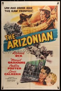 6j060 ARIZONIAN 1sh R1951 Charles Vidor, Richard Dix, law and order on the raw frontier!