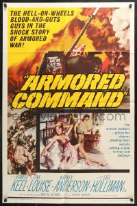 6j061 ARMORED COMMAND 1sh 1961 Burt Reynolds' first movie, great art of tank on battlefield!