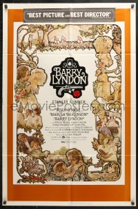 6j085 BARRY LYNDON 1sh 1975 Stanley Kubrick, Ryan O'Neal, great colorful art of cast by Gehm!