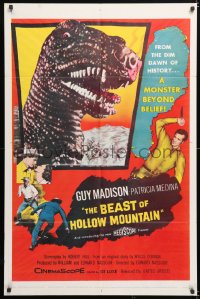 6j096 BEAST OF HOLLOW MOUNTAIN 1sh 1956 dinosaur monster beyond belief from the dawn of history