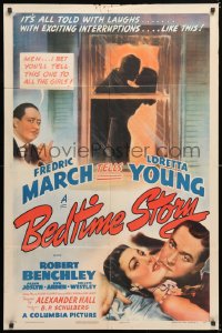 6j102 BEDTIME STORY style B 1sh 1941 great artwork of Fredric March & sexy Loretta Young!